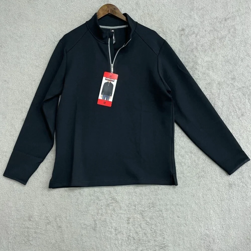 Mens Kirkland Signature Men's M Black Zip Pullover Scuba Jacket  N0317